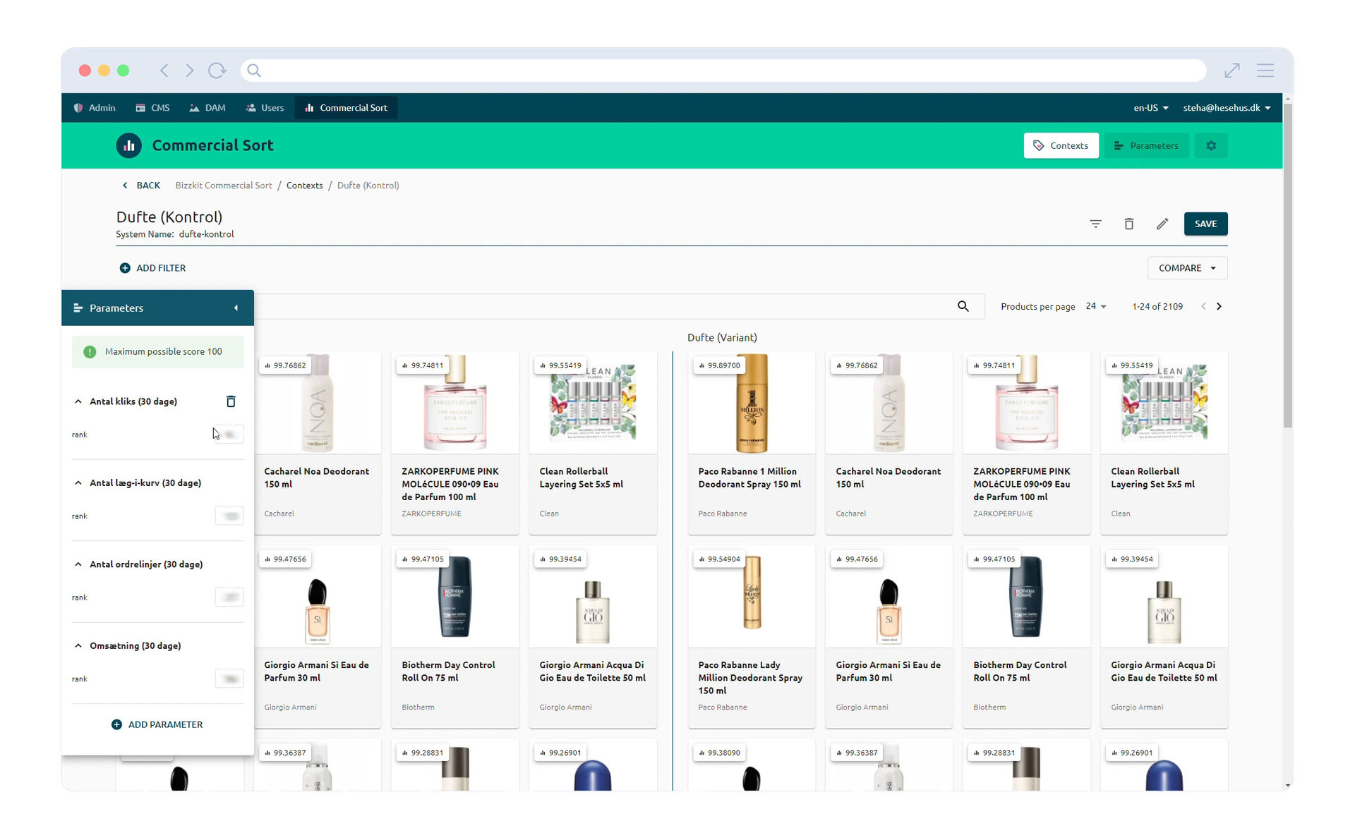 Split test of product listing page sorting